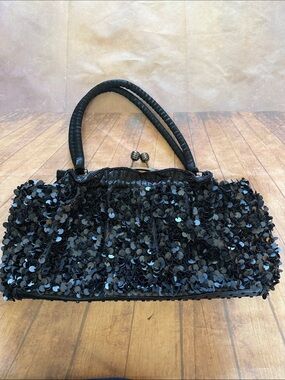💵Far Nine Vintage Black Sequin Beaded Evening Handbag